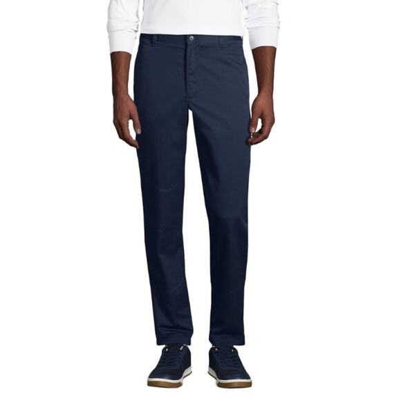 Lands' End Men's Tailored Fit Plain Front Pants Dark Navy Size 33 - Picture 1 of 8